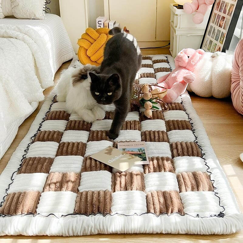 Kurnell | Cream Plaid Chenille Pet Mat and Couch Cover - image 2