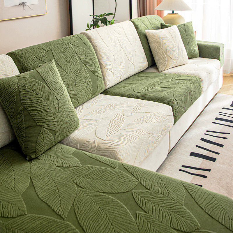 Patonga | Leaf Jacquard Stretch Sectional Couch Cover - image 10