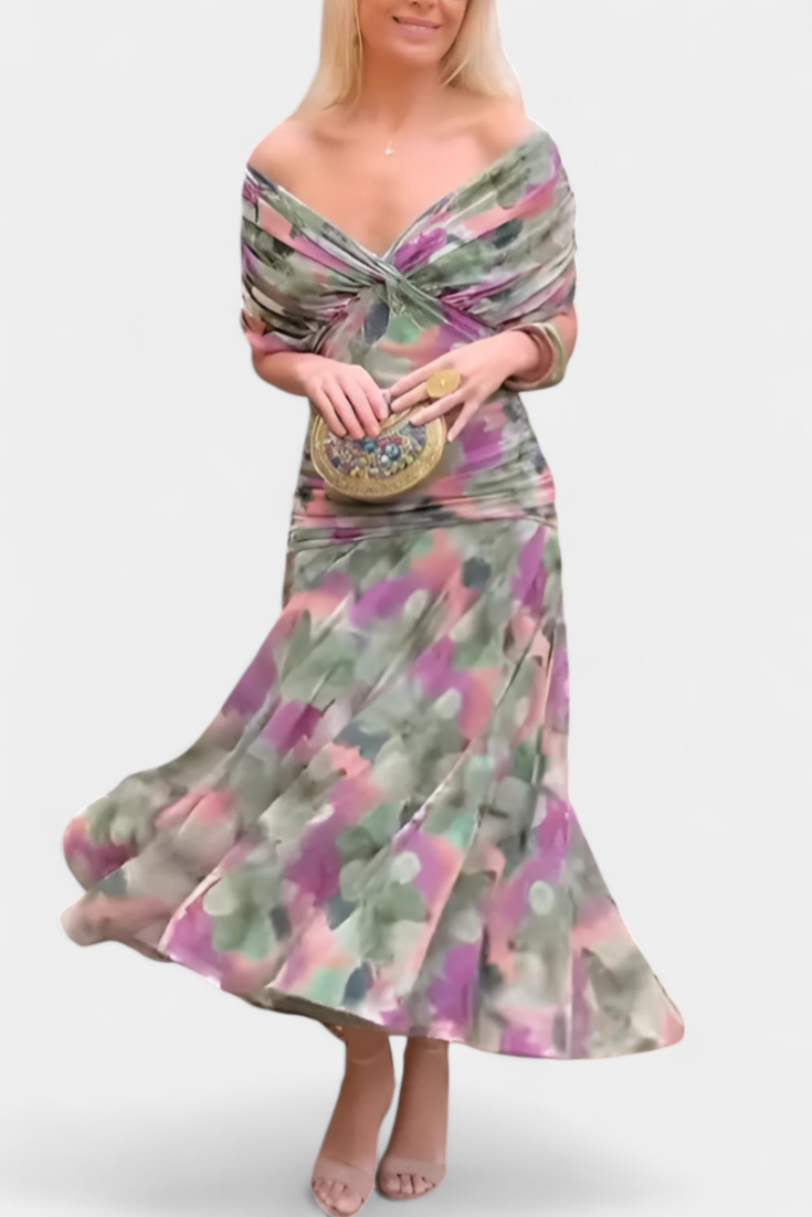 Abelina | Women's Ruched V-Neck Maxi Dress - image 5
