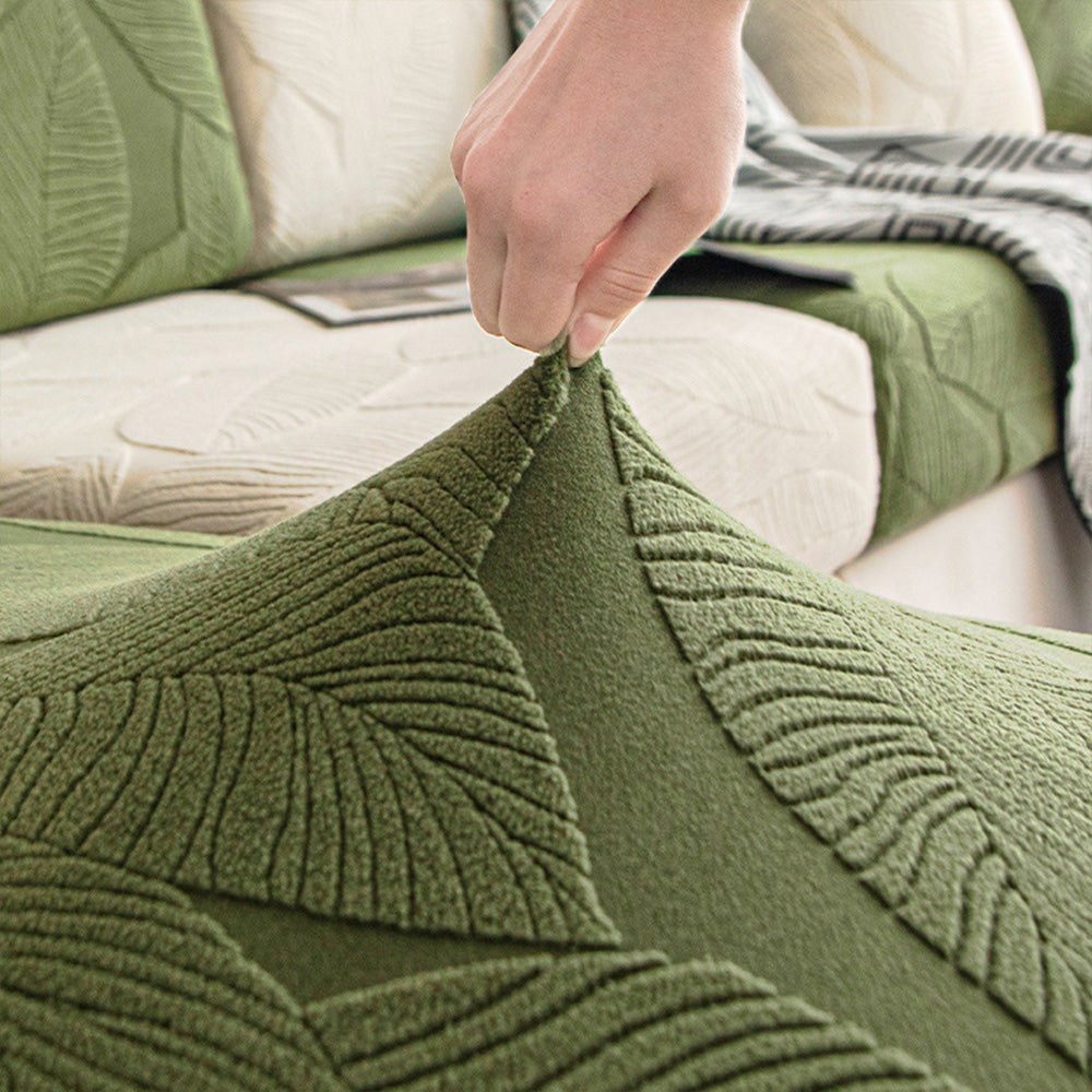 Patonga | Leaf Jacquard Stretch Sectional Couch Cover - image 2