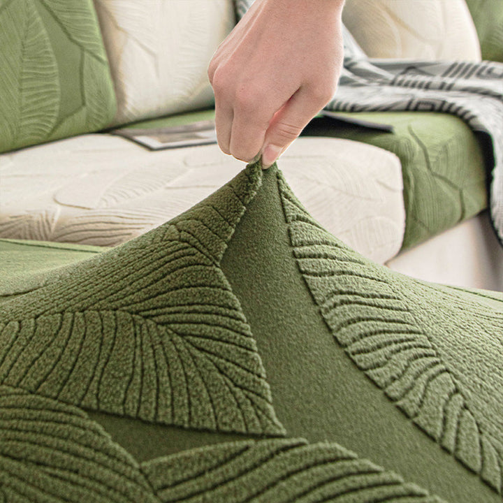 Patonga | Leaf Jacquard Stretch Sectional Couch Cover - image 2