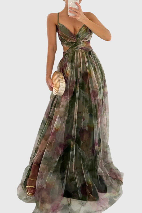 Giselle | Women's Floral Print High-Waisted Maxi Dress