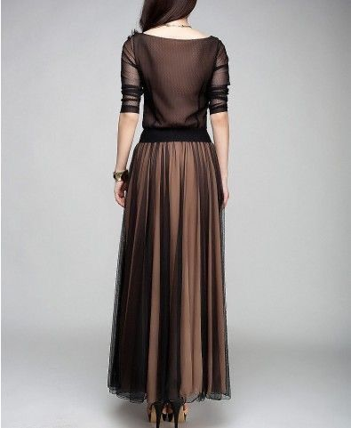 Nicolette | Women's Elegant Plain Boat Neck Flowy Hem Maxi Dress
