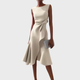 Annora | Women's Draped Sleeveless Midi Dress with Waist Tie and Flared Skirt - image 10