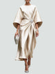 Lucienne | Women's Wrap Midi Dress with Round Neck and Batwing Sleeves - image 6