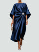 Lucienne | Women's Wrap Midi Dress with Round Neck and Batwing Sleeves - image 1