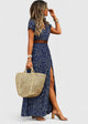 Selina | Women's Gathered-Waist Bohemian Maxi Dress with Round Neck and Short Sleeves - image 1