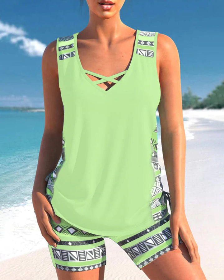 Maguelone | Women's Printed Tankini Set with Criss-Cross Straps - image 14