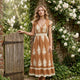 Fenwick | Women's V-Neck Baroque Print Flowy Maxi Dress