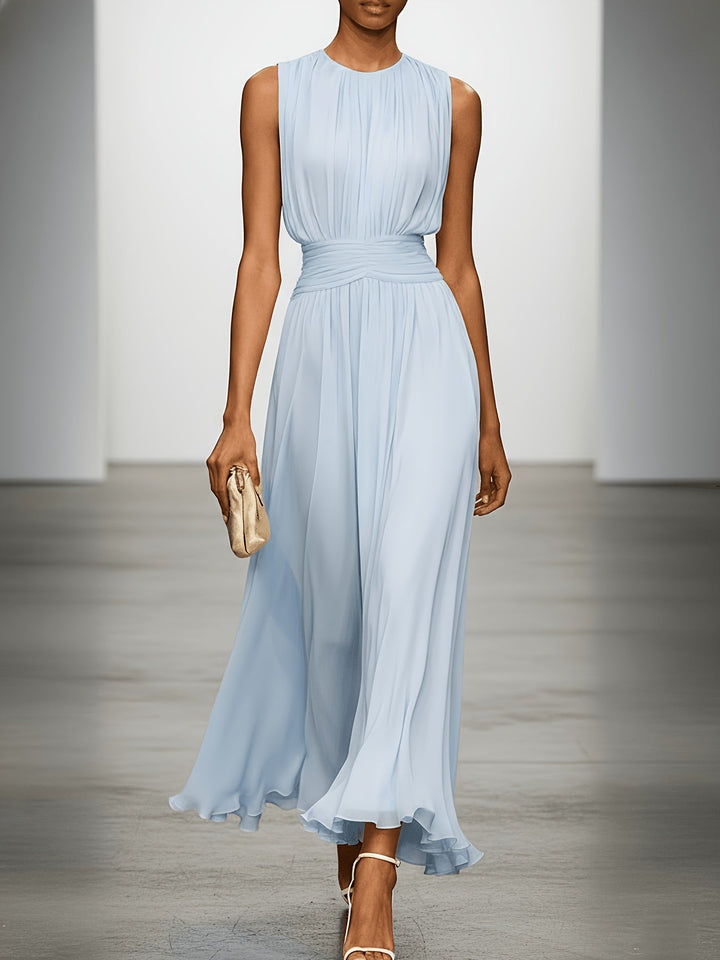 Bellamira | Women's Sleeveless Ruched Waist Maxi Dress with Round Neck - image 1