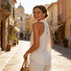 Elodie | Women's Bohemian-Style Linen Two-Piece Set—Strapless Tank Top and Wide-Leg Pants