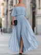Persephone | Women's Pleated Off-Shoulder Maxi Dress with Balloon Sleeves - image 6