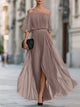 Persephone | Women's Pleated Off-Shoulder Maxi Dress with Balloon Sleeves - image 7
