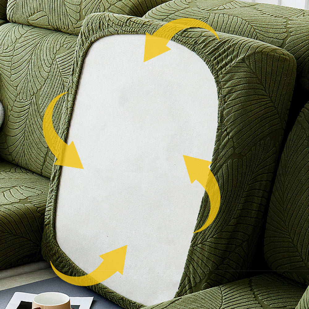 Patonga | Leaf Jacquard Stretch Sectional Couch Cover - image 7