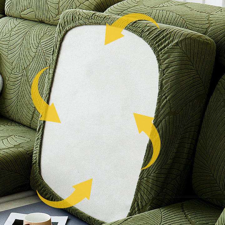 Patonga | Leaf Jacquard Stretch Sectional Couch Cover - image 7