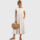 Veronique | Women's A-Line Midi Dress with Round Neck and Short Sleeves - image 3