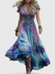 Lucrezia women's flowing floral maxi dress with v-neck and short sleeves