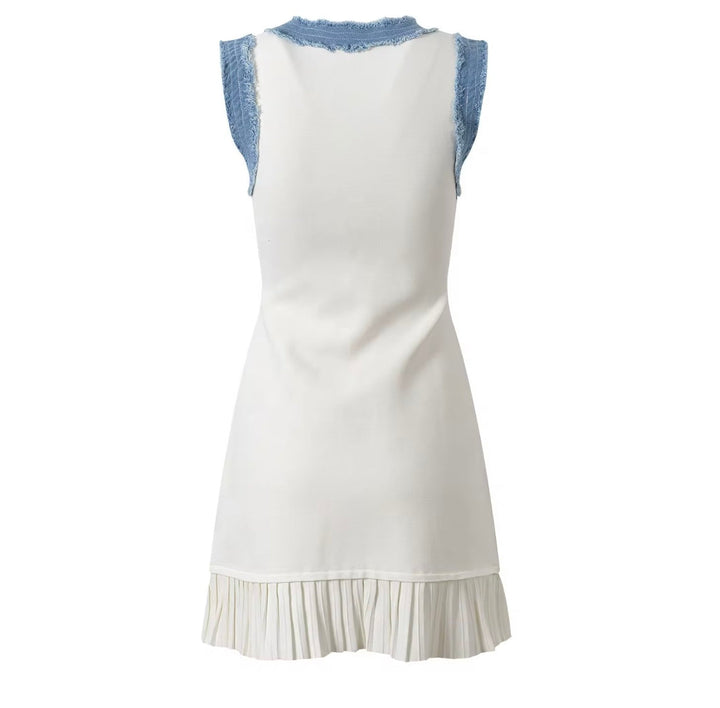 Aileen | Women's Sleeveless Dress with Denim Trim