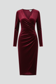 Septima | Women's Midi Dress with V Neckline and Long Sleeves