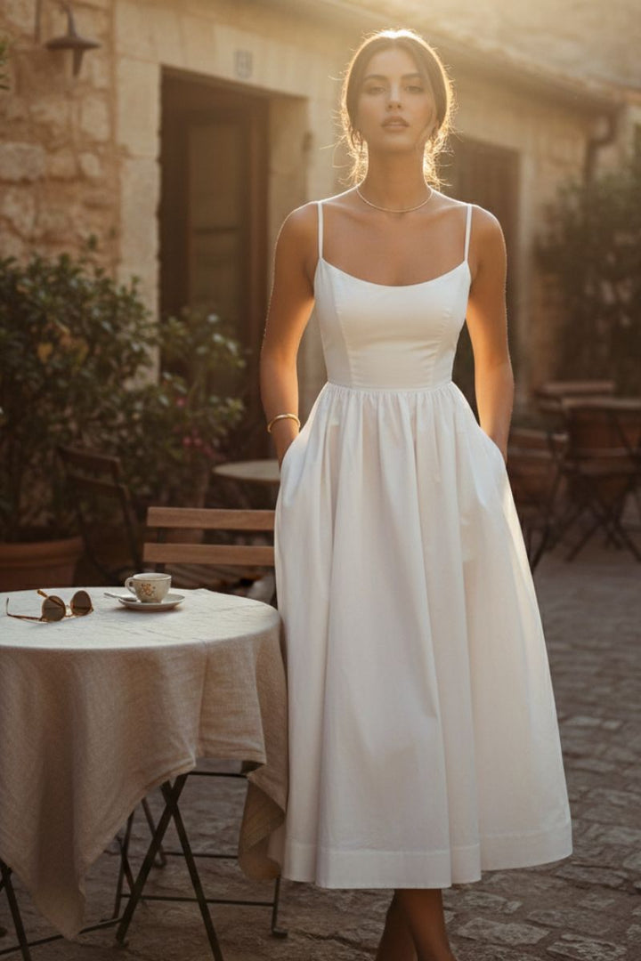 Ottilie | Women's A-Line Midi Dress with Round Neck and Sleeveless - image 1
