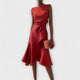 Annora | Women's Draped Sleeveless Midi Dress with Waist Tie and Flared Skirt - image 1