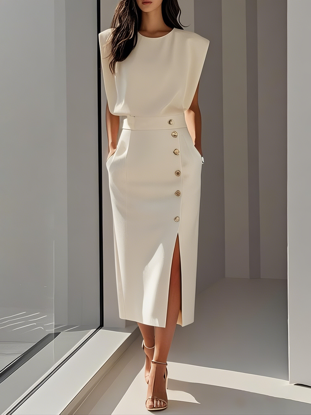 Lodovica | Women's Button-Front Split Midi Dress - image 1