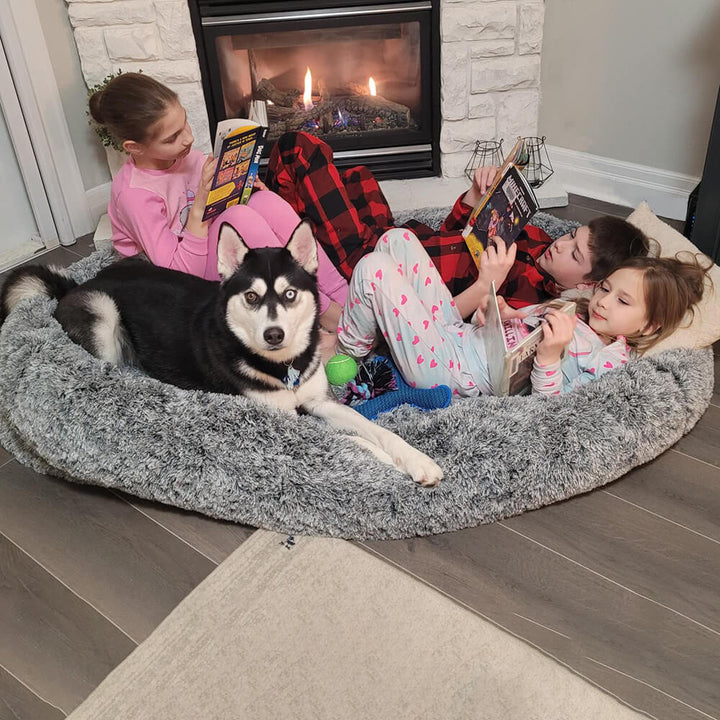 Inverloch | Extra Large Human Dog Bed with Faux Fur Throw - image 3