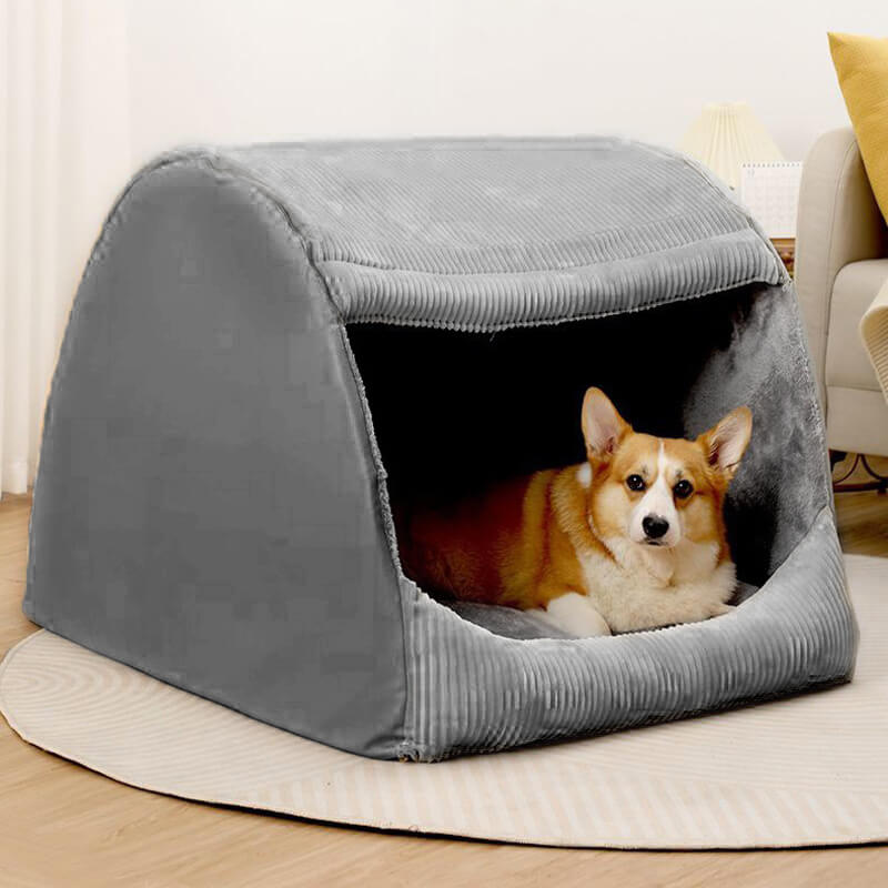 Balnarring | Warm Flannel Semi-Enclosed Dog Tent Bed - image 14