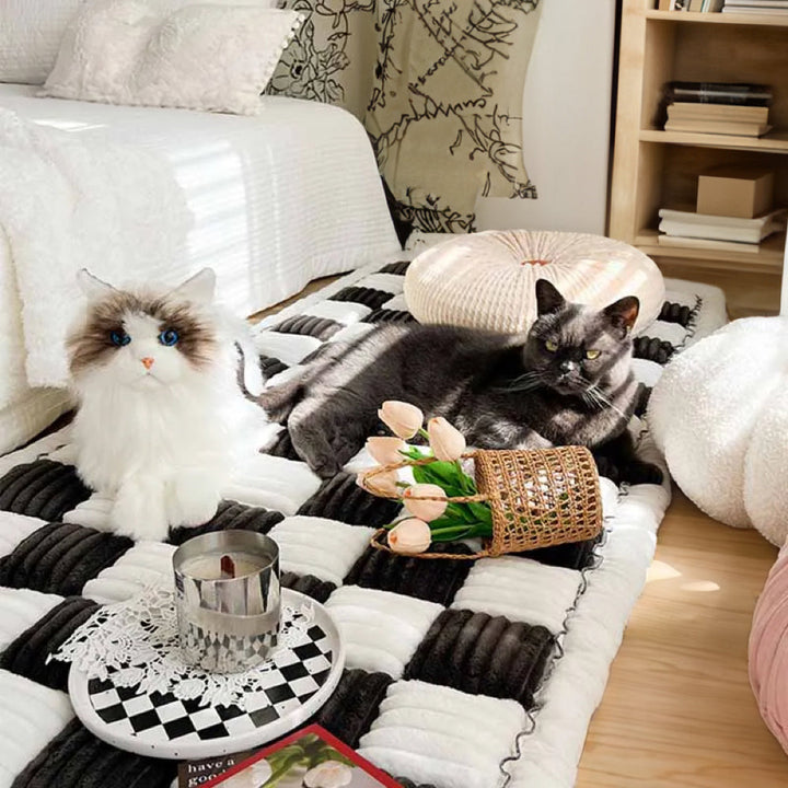 Kurnell | Cream Plaid Chenille Pet Mat and Couch Cover - image 17