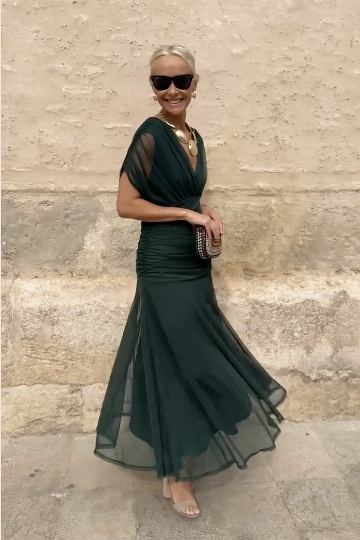 Claribel | Women's Pleated Floral Maxi Dress with V-Neck and Short Sleeves - image 8