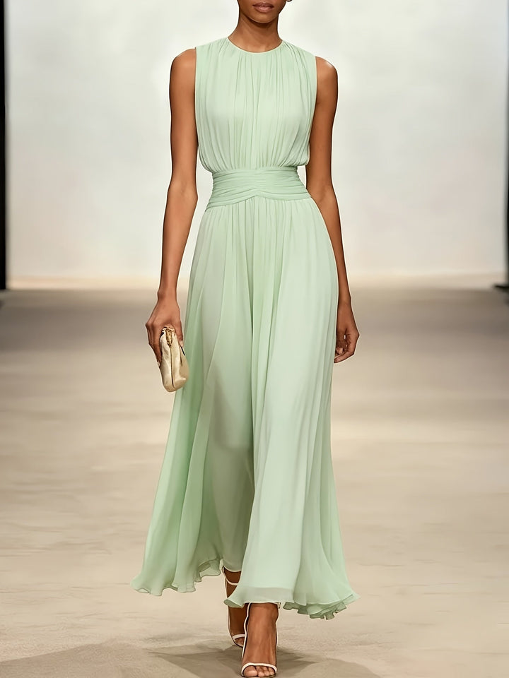 Bellamira | Women's Sleeveless Ruched Waist Maxi Dress with Round Neck - image 4