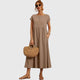 Veronique | Women's A-Line Midi Dress with Round Neck and Short Sleeves - image 9