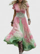 Lucrezia women's flowing floral maxi dress with v-neck and short sleeves