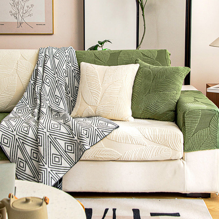 Patonga | Leaf Jacquard Stretch Sectional Couch Cover - image 5