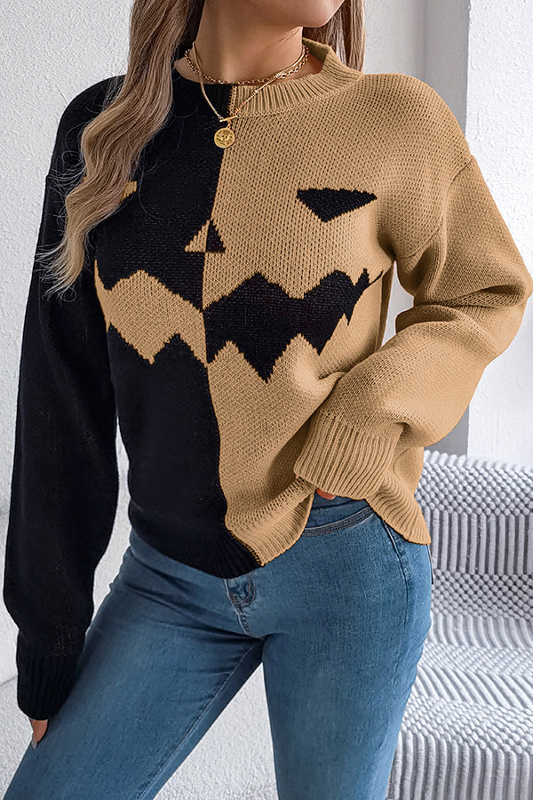 Estrilda | Women's Pumpkin Contrast Colour Sweater with Round Neck - image 16