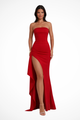 Zafira | Women's Wedding Guest Strapless Maxi Dress with Side Slit
