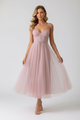 Euphrosyne | Women's Sweetheart Midi Dress with Corset Bodice and Tulle Skirt - image 2