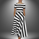 Elisabetta | Women's Striped Boat Neck Maxi Dress with Pockets - image 4