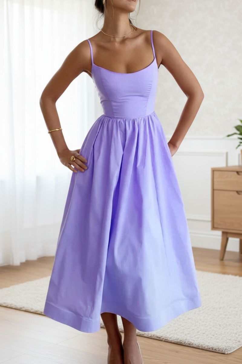 Ottilie | Women's A-Line Midi Dress with Round Neck and Sleeveless - image 4
