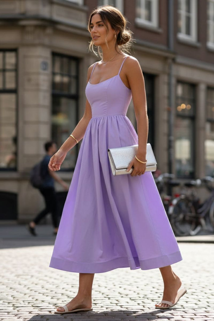 Ottilie | Women's A-Line Midi Dress with Round Neck and Sleeveless - image 3