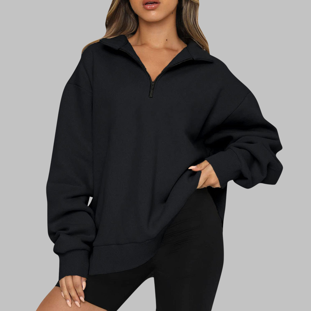 Zelda | Women's - Casual Oversized Half Zip Long Sleeve Sweatshirt