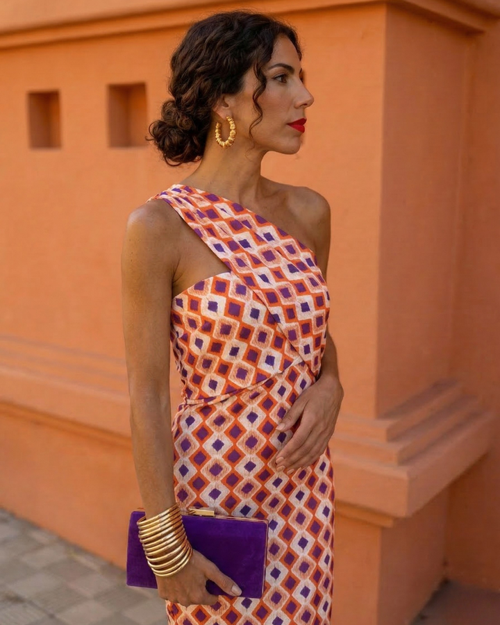 Amaris | Women's One-Shoulder Midi Dress with Asymmetric - image 4