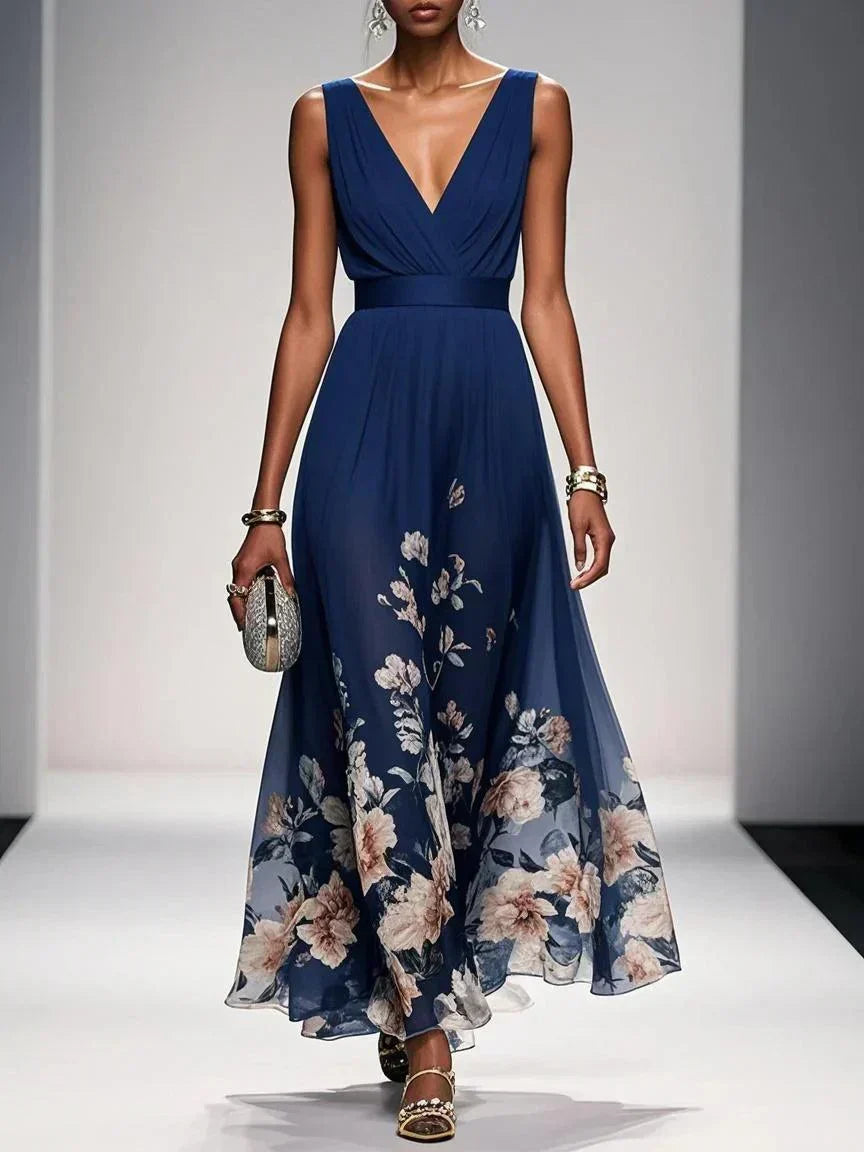 Undine | Women's Floral V-Neck Maxi Dress - image 7