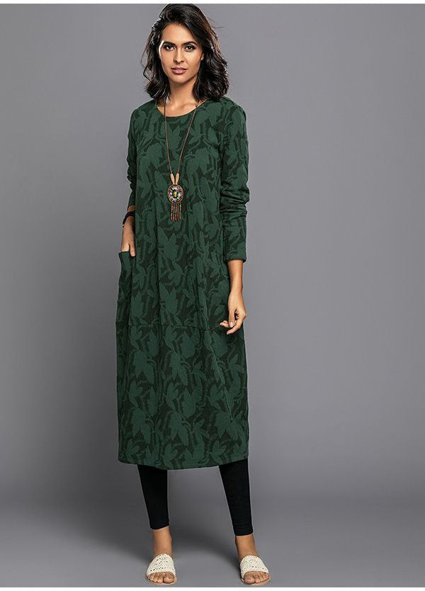 Alethea | Women's Long Sleeve Midi Dress with Pockets