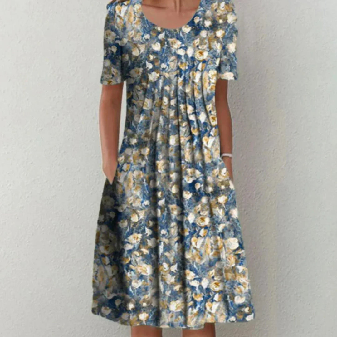 Mary | Women's Floral Midi Dress with Pockets with Short Sleeves - image 5