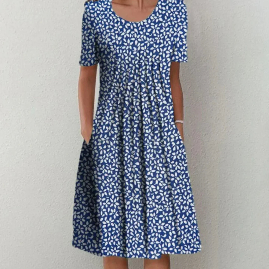 Mary | Women's Floral Midi Dress with Pockets with Short Sleeves - image 2
