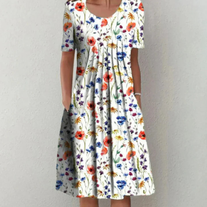 Mary | Women's Floral Midi Dress with Pockets with Short Sleeves - image 4