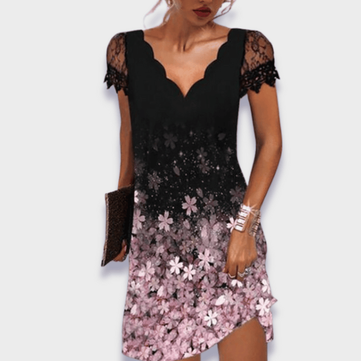 Vittoria | Women's Lace Midi Dress with V-Neck and Short Sleeves - image 2