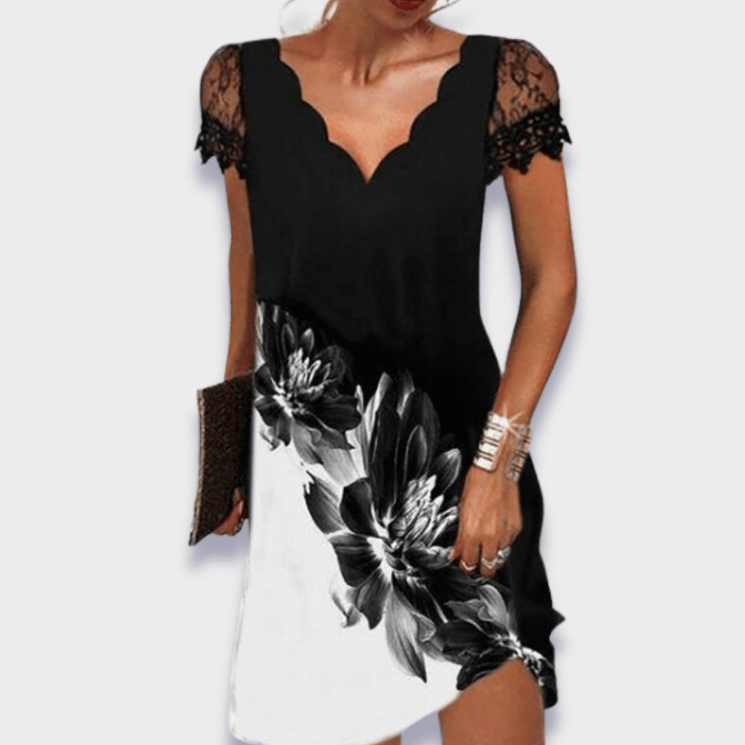Vittoria | Women's Lace Midi Dress with V-Neck and Short Sleeves - image 3