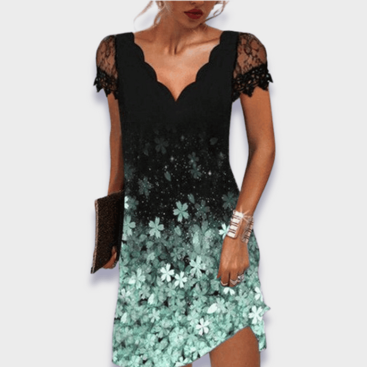 Vittoria | Women's Lace Midi Dress with V-Neck and Short Sleeves - image 4